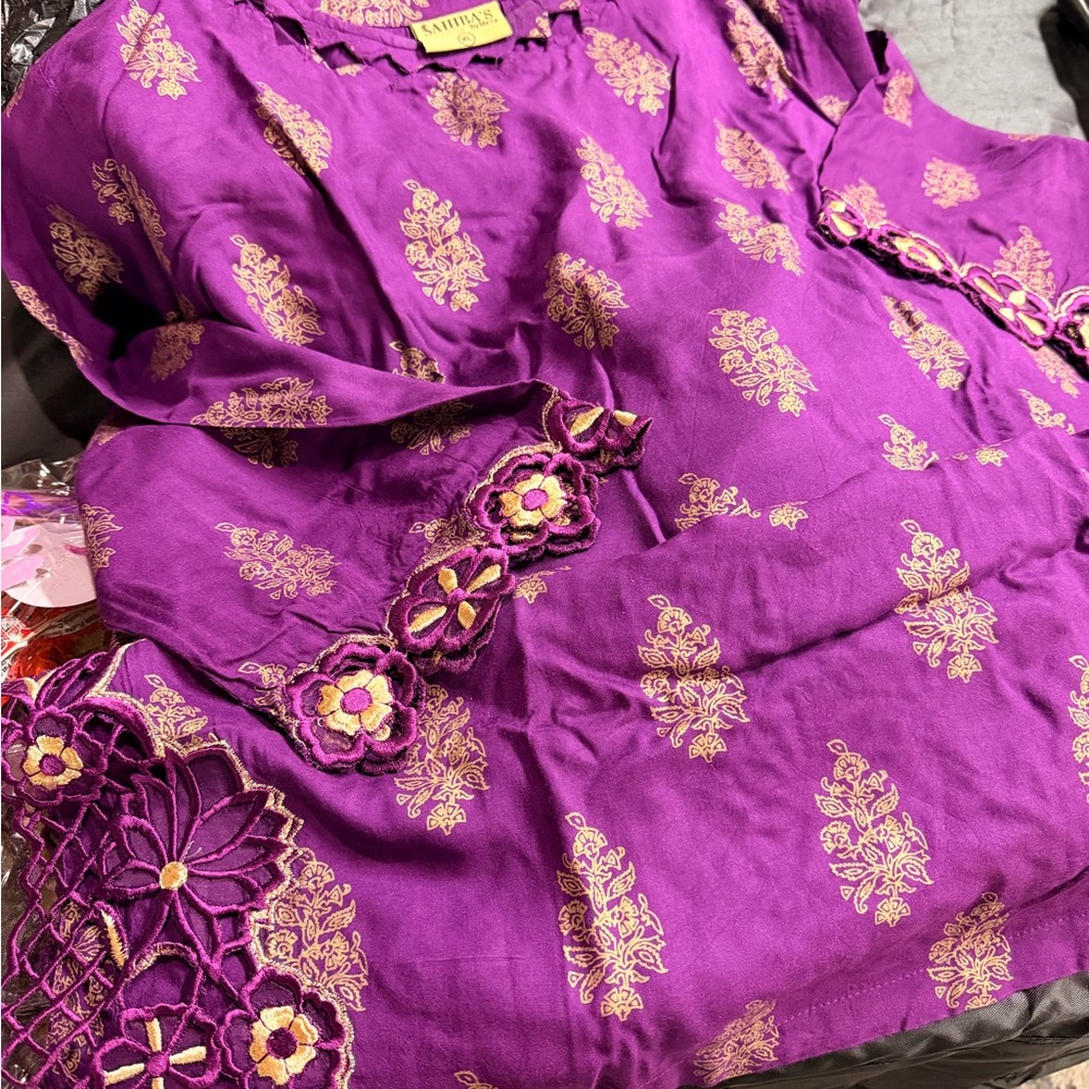 New XL Pakistani Designer Purple Dress - Picture 8 of 10